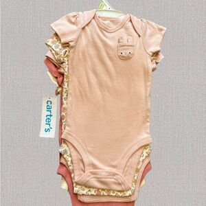 NWT Carter's Peach and Floral Baby Bodysuit 5 piece Set size 3M